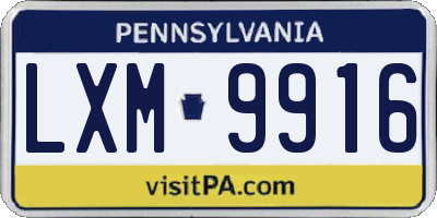 PA license plate LXM9916