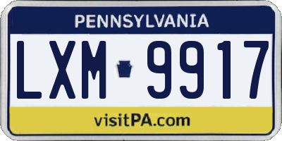 PA license plate LXM9917