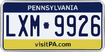 PA license plate LXM9926