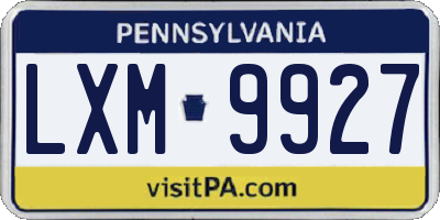 PA license plate LXM9927