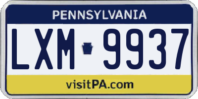 PA license plate LXM9937