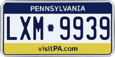 PA license plate LXM9939