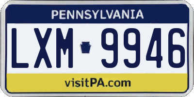 PA license plate LXM9946