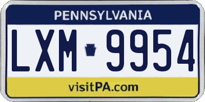 PA license plate LXM9954