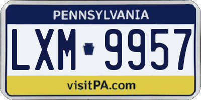 PA license plate LXM9957