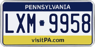 PA license plate LXM9958