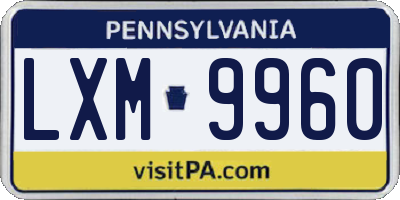 PA license plate LXM9960