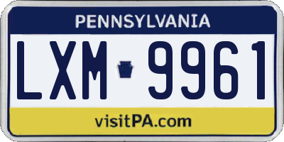 PA license plate LXM9961