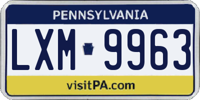 PA license plate LXM9963