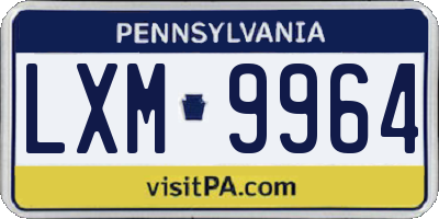 PA license plate LXM9964