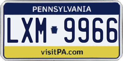 PA license plate LXM9966