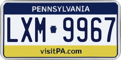 PA license plate LXM9967