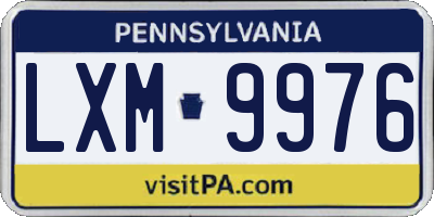 PA license plate LXM9976