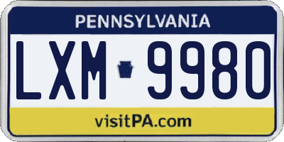 PA license plate LXM9980