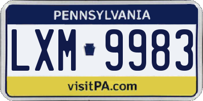 PA license plate LXM9983