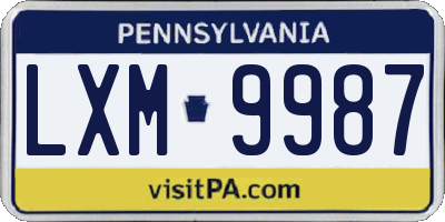 PA license plate LXM9987