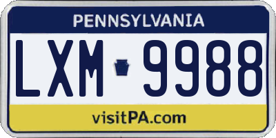 PA license plate LXM9988