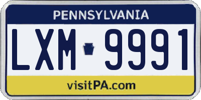 PA license plate LXM9991