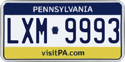 PA license plate LXM9993
