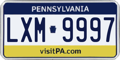 PA license plate LXM9997