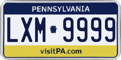 PA license plate LXM9999
