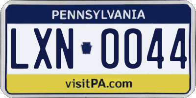 PA license plate LXN0044
