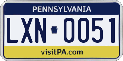 PA license plate LXN0051