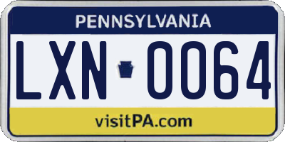 PA license plate LXN0064
