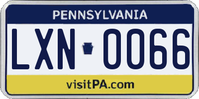 PA license plate LXN0066