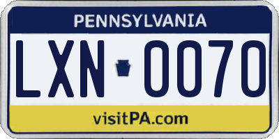 PA license plate LXN0070
