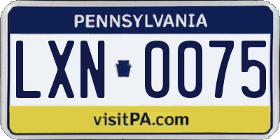 PA license plate LXN0075