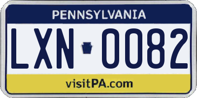 PA license plate LXN0082