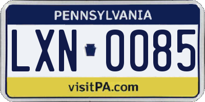 PA license plate LXN0085