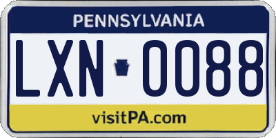 PA license plate LXN0088