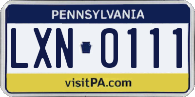 PA license plate LXN0111