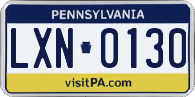 PA license plate LXN0130