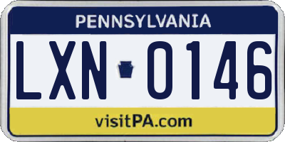 PA license plate LXN0146