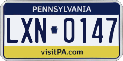 PA license plate LXN0147