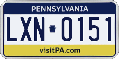 PA license plate LXN0151