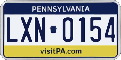 PA license plate LXN0154