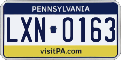 PA license plate LXN0163