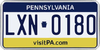 PA license plate LXN0180