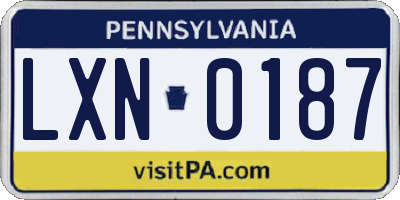 PA license plate LXN0187