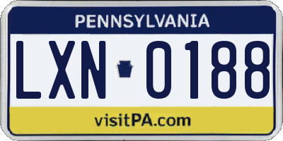PA license plate LXN0188