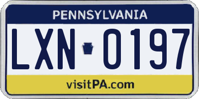 PA license plate LXN0197