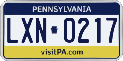 PA license plate LXN0217