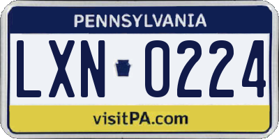 PA license plate LXN0224