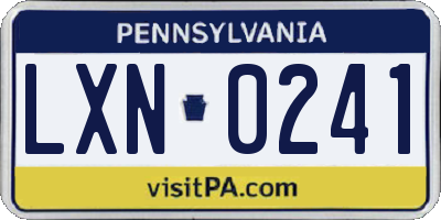 PA license plate LXN0241