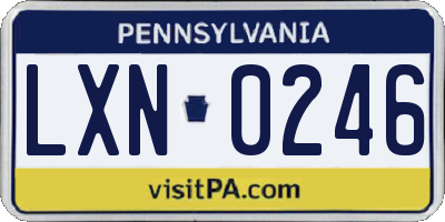 PA license plate LXN0246