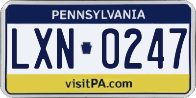 PA license plate LXN0247